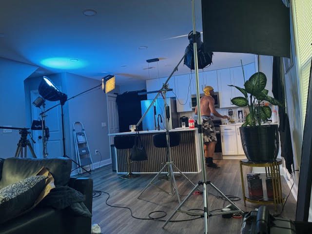 Lighting and equipment on set